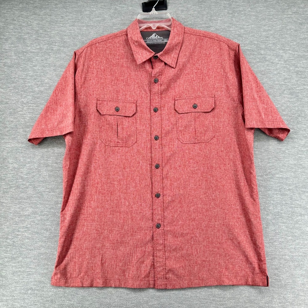 Croft & Barrow Shirt Mens L Red Quick-Dry Performance Short Sleeve Button Down